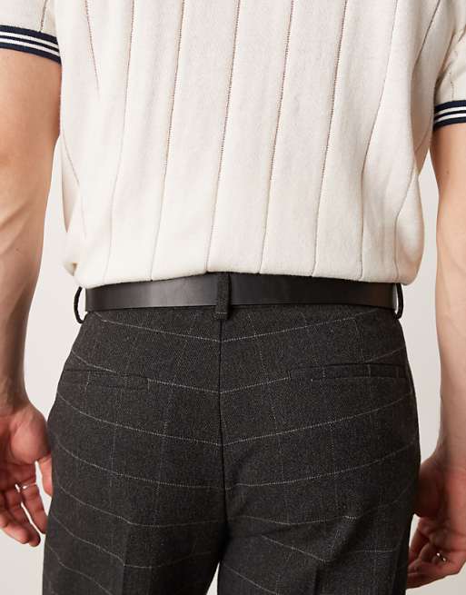 Asos Design Faux Leather Reversible Belt With Silver Buckle In Brown And Black