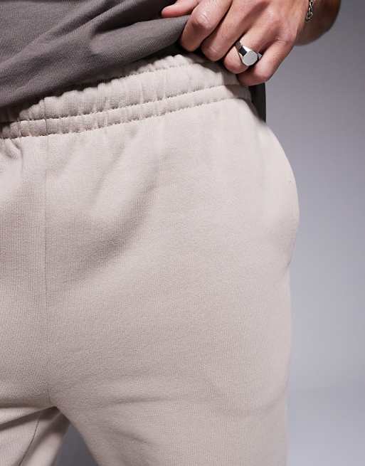 Trousers Asos Design Premium Heavyweight Straight Leg 400gsm In Beige