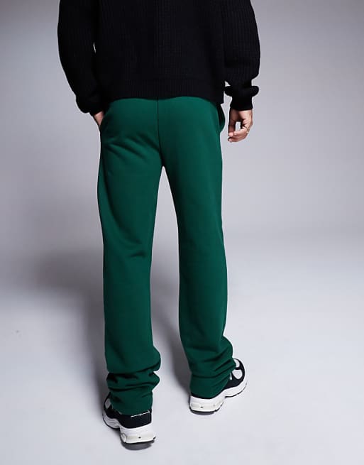 Trousers Asos Design Premium Heavyweight Straight Leg 400gsm Dark Green