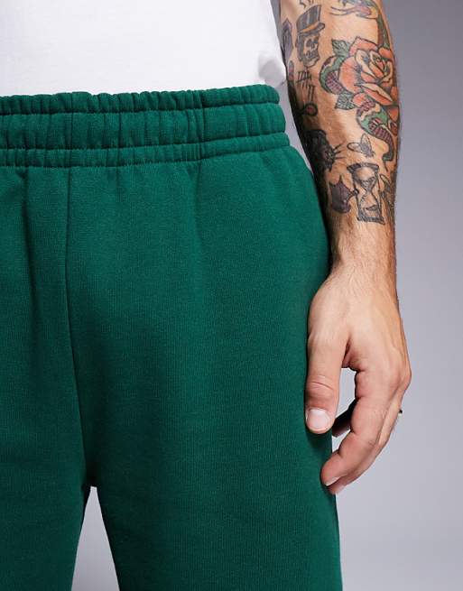Trousers Asos Design Premium Heavyweight Straight Leg 400gsm Dark Green
