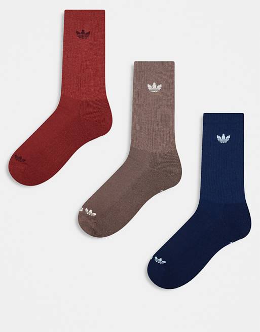 Men adidas Originals Trefoil 2.0 3-pack crew socks in navy multi
