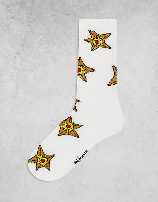 Men ASOS DESIGN Pokémon Starmie socks in white