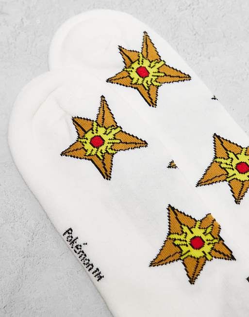 Men ASOS DESIGN Pokémon Starmie socks in white