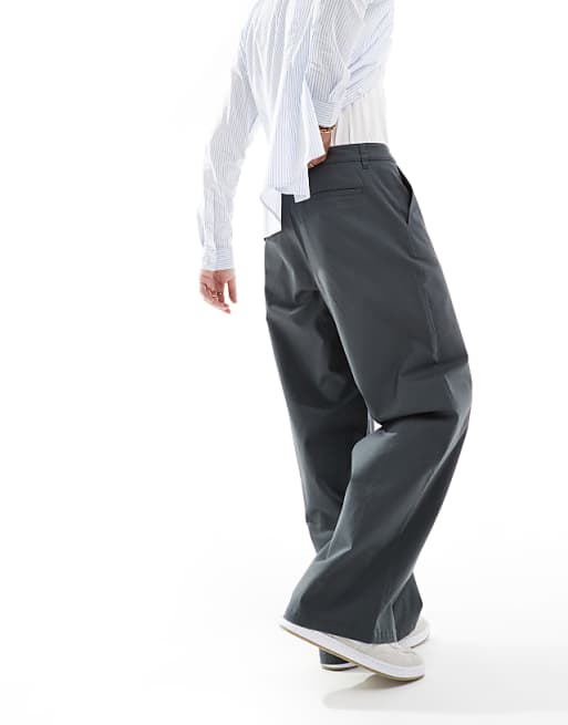 Asos Design Loose Fit Chino In Dark Gray