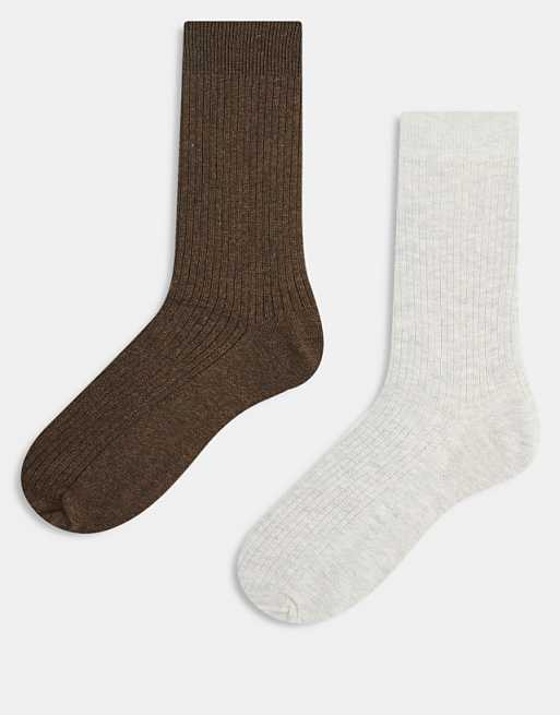 Men Jack & Jones premium 2 pack sock in light gray and brown