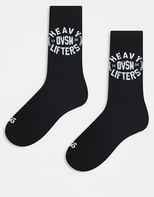 Men 4505 heavy lifters graphic training socks 2 pack in black