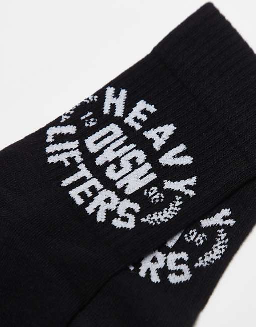 Men 4505 heavy lifters graphic training socks 2 pack in black