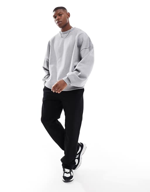Trousers Asos Design Premium Heavyweight Straight Leg 400gsm In Black