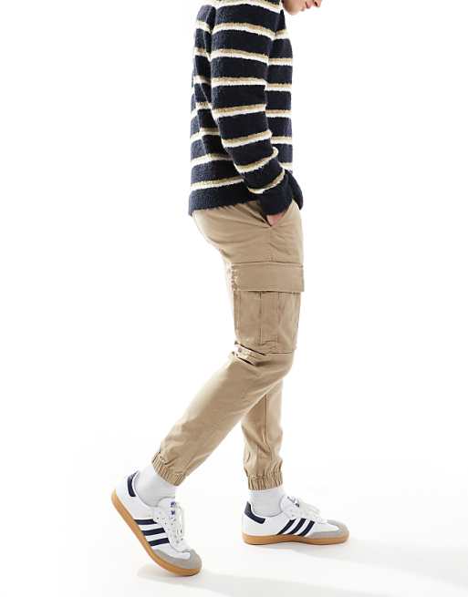 Jj Rebel Cuffed Chino Pants In Beige