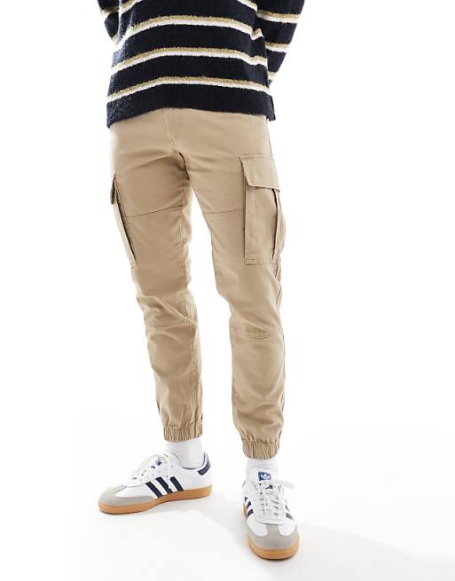 Jj Rebel Cuffed Chino Pants In Beige