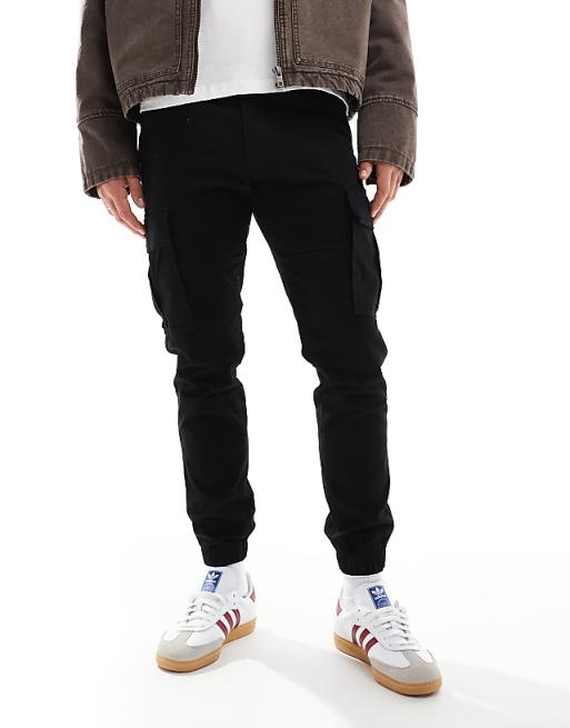 Jj Rebel Cuffed Chino Pants In Black