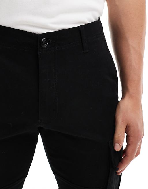 Jj Rebel Cuffed Chino Pants In Black