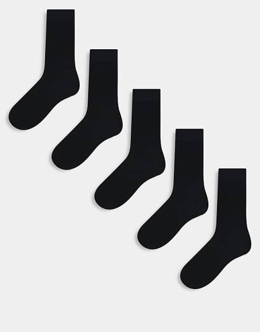 Men JJ Rebel 5 pack ribbed socks in black