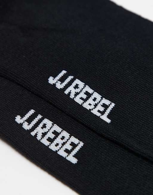 Men JJ Rebel 5 pack ribbed socks in black