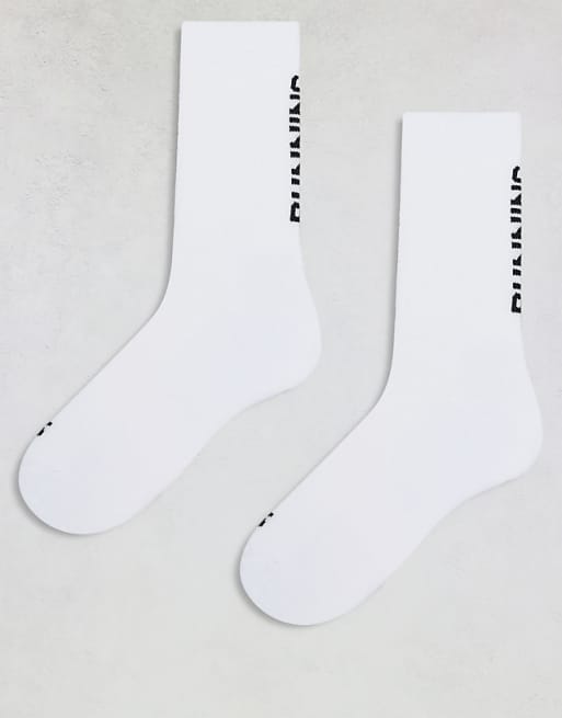Men 4505 Run Club printed socks with anti bacterial finish 2 pack in white