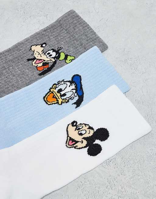 Men ASOS DESIGN 3 pack Disney's Mickey Mouse and friends socks in multi