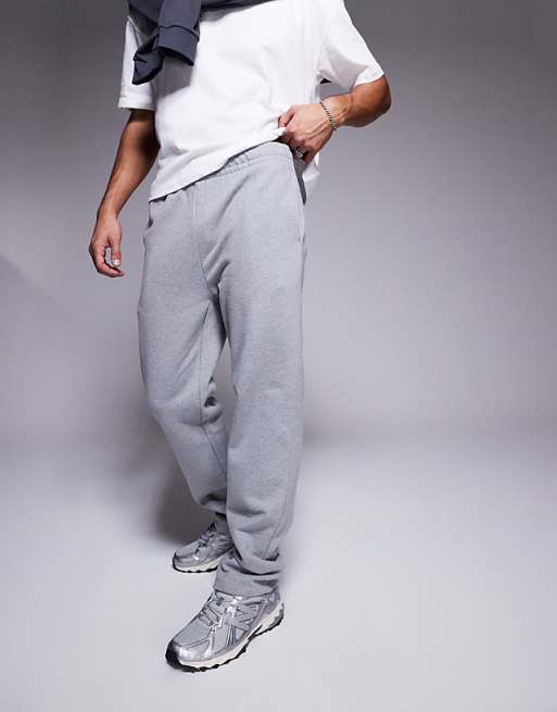 Trousers Asos Design Premium Heavyweight Straight Leg In Heather Gray