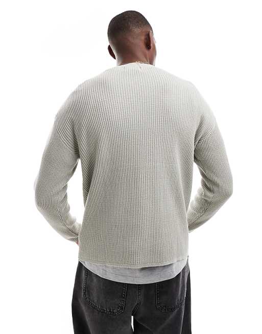 Pull&bear Ribbed Knitted Sweater In Light Blue