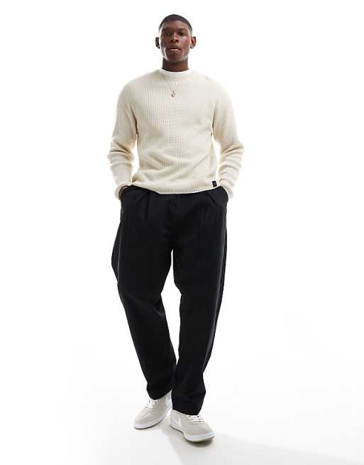 Pull&bear Ribbed Knit Sweater In Ecru