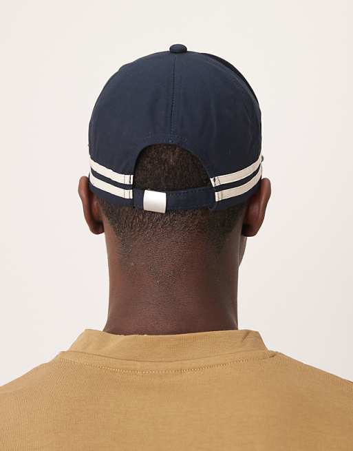 Asos Design Flat Peak Cap With Graphic In Navy
