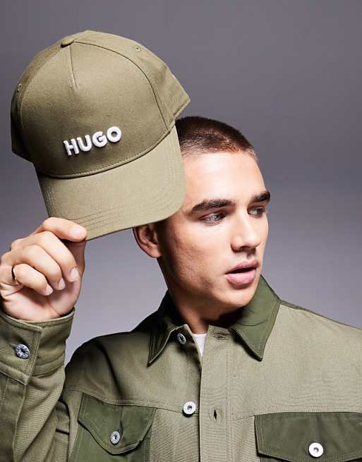 Hugo Red Logo Baseball Cap In Green