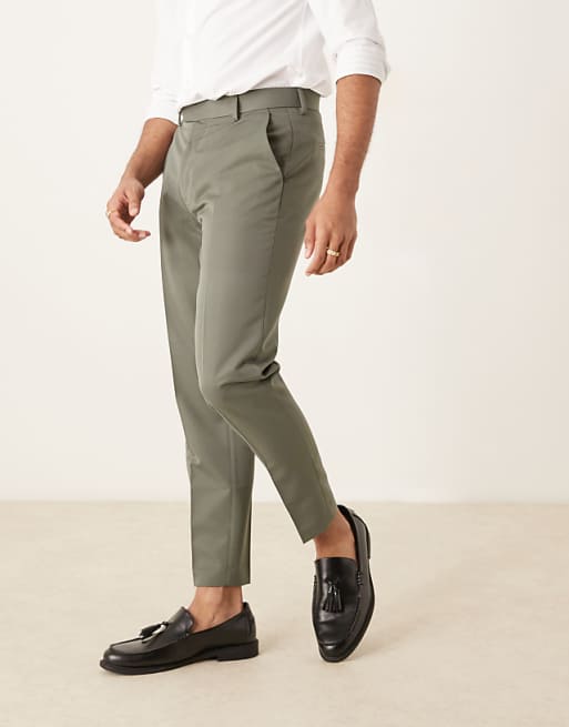 Chino Asos Design Tapered Fit Dress Pants In Green