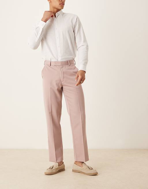 Chino Asos Design Smart Straight Leg Pants In Dusty Pink