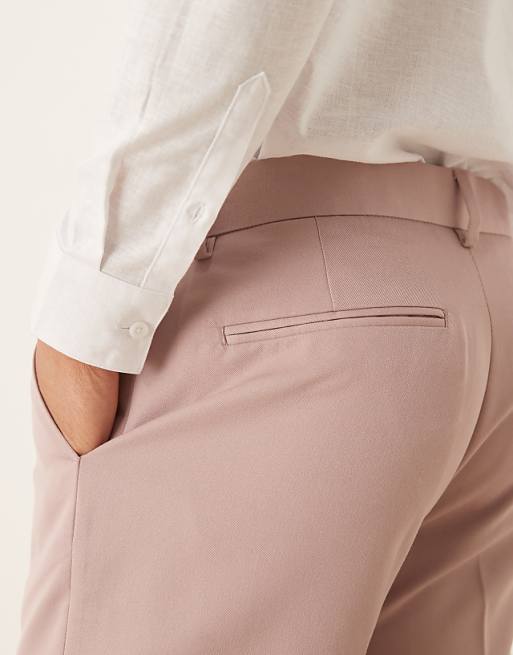Chino Asos Design Smart Straight Leg Pants In Dusty Pink