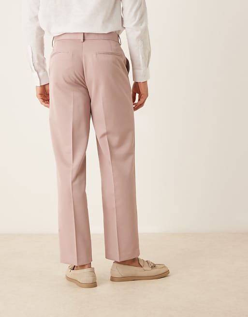 Chino Asos Design Smart Straight Leg Pants In Dusty Pink