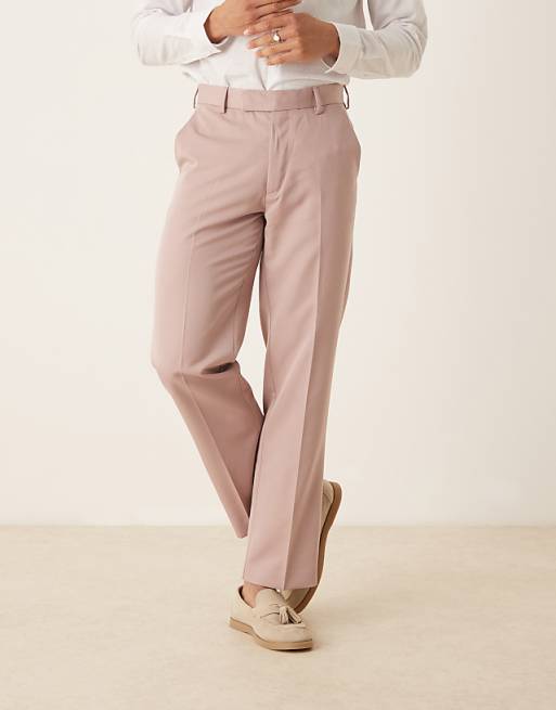 Chino Asos Design Smart Straight Leg Pants In Dusty Pink