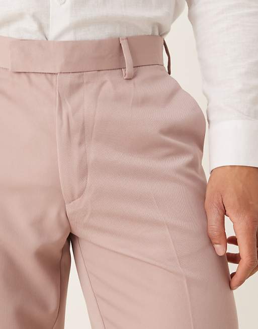 Chino Asos Design Smart Straight Leg Pants In Dusty Pink