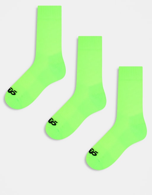 Men 4505 running socks with arch support and antibacterial finish in neon green
