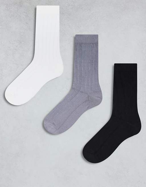 Men ASOS DESIGN 3 pack ribbed sock in multiple colors