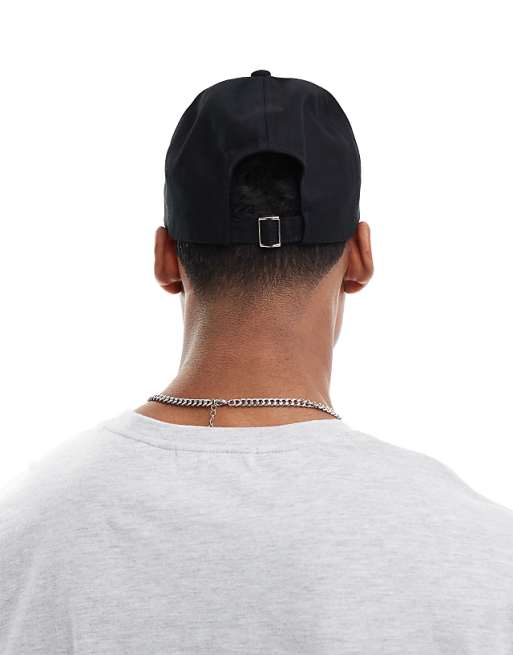 Asos Design Baseball Cap With Letter Patch In Black
