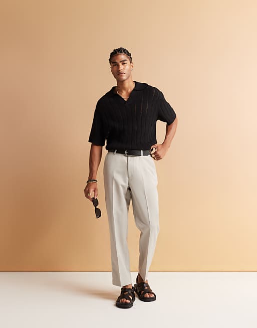 Chino Asos Design Smart Straight Leg Cropped Pants In Light Gray