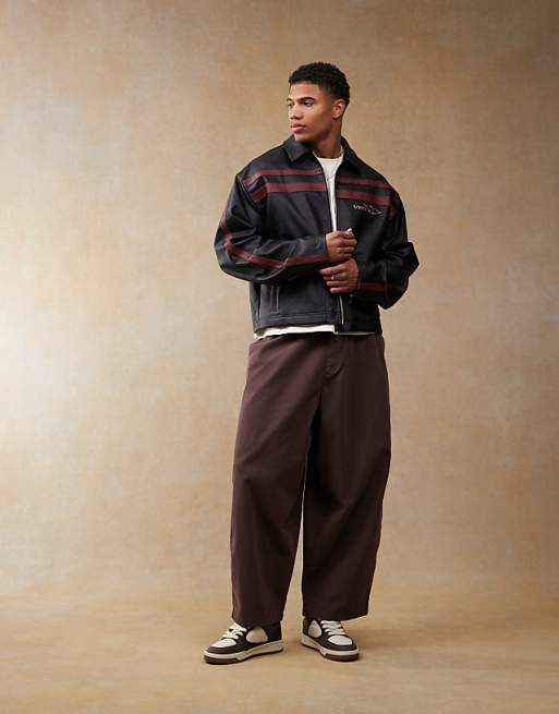Asos Design Oversized Chino Pants With Elastic Waist In Brown