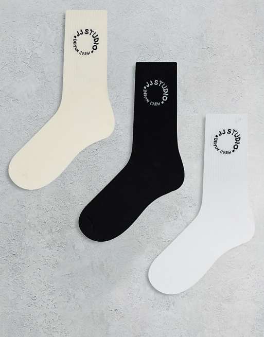 Men Jack & Jones 3 pack tennis socks in white