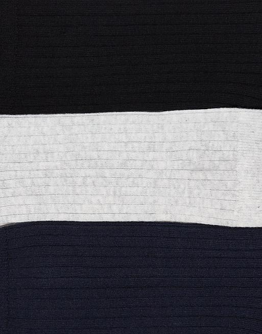 Men Weekday rib socks 3-pack in black white & navy