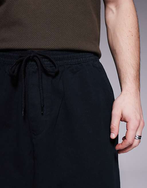 Asos Design Oversized Chino Pants With Elastic Waist In Black