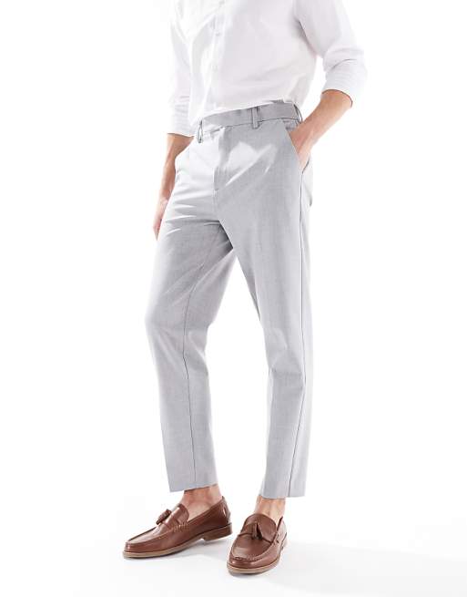 Chino Asos Design Smart Tapered Pants In Light Gray