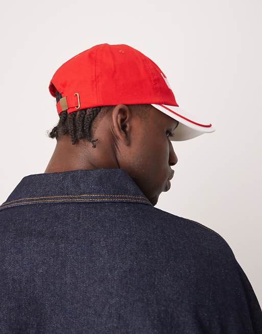 Asos Design Baseball Cap With Graphic In Red And White