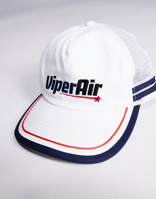 Asos Design Trucker Cap With Graphic In White