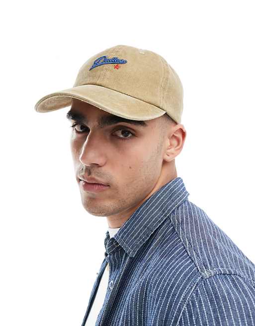 Asos Design Baseball Cap With Embroidery In Khaki