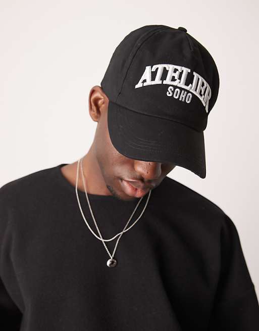 Asos Design Baseball Cap With Graphic In Black