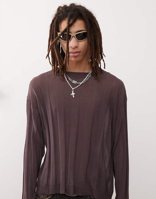 COLLUSION knit oversized sweater in brown