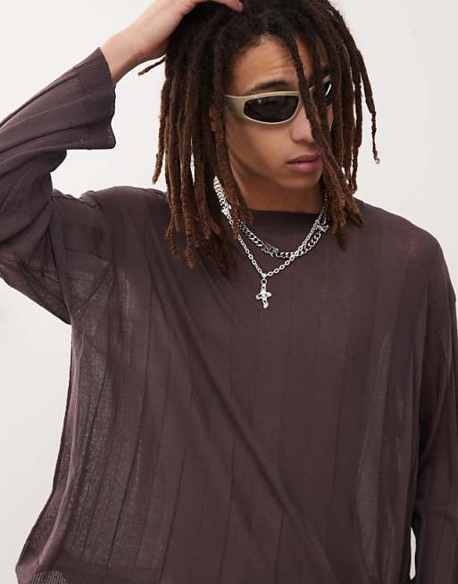 COLLUSION knit oversized sweater in brown
