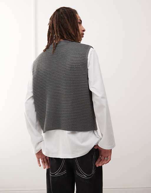 Sweaters Collusion Knitted Oversized Vest In Gray