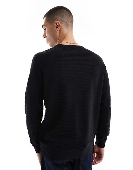 Threadbare Crew Neck Knitted Sweater In Black