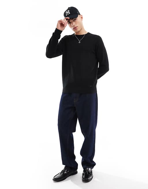 Threadbare Crew Neck Knitted Sweater In Black