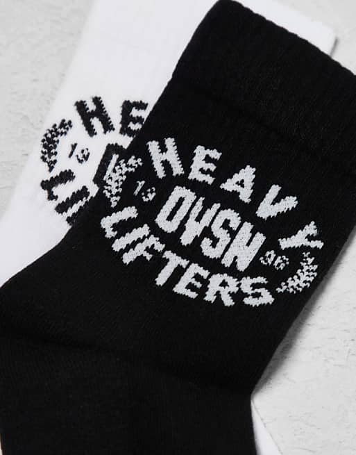 Men 4505 training graphic crew socks 2 pack in black and white